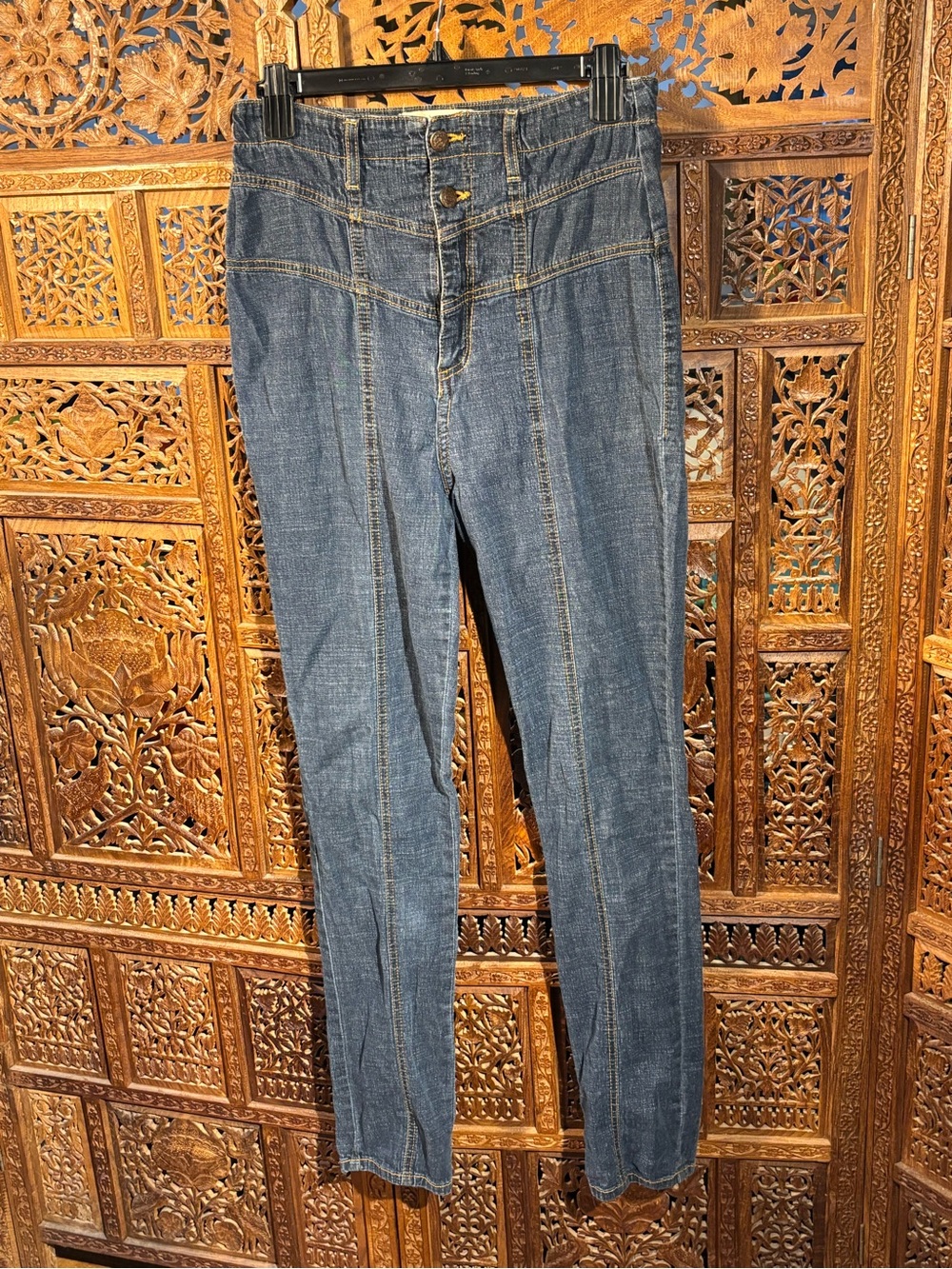 USA Encore Jeans Skinny High-Rise Dark Blue Denim with Front Seams